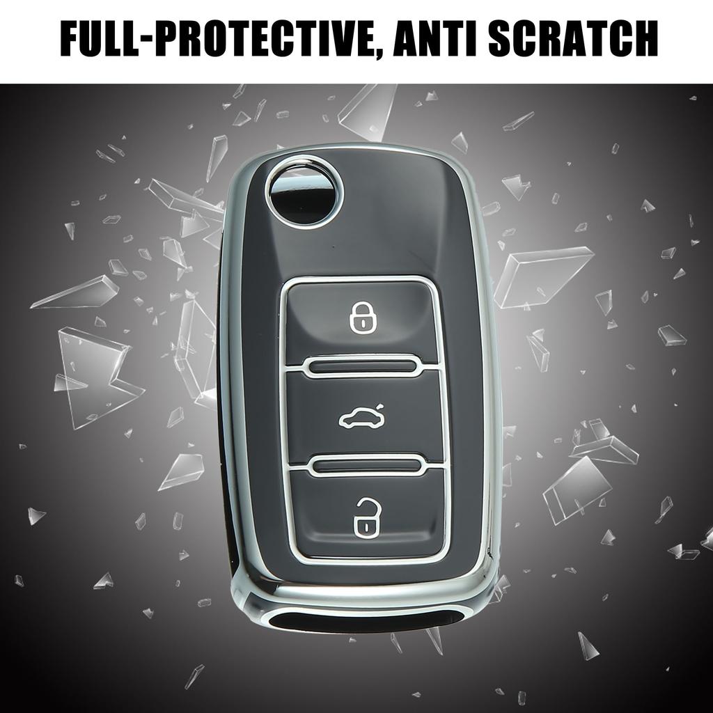 uxcell Smart Key Fob Case Cover Compatible with Volkswagen Compatible