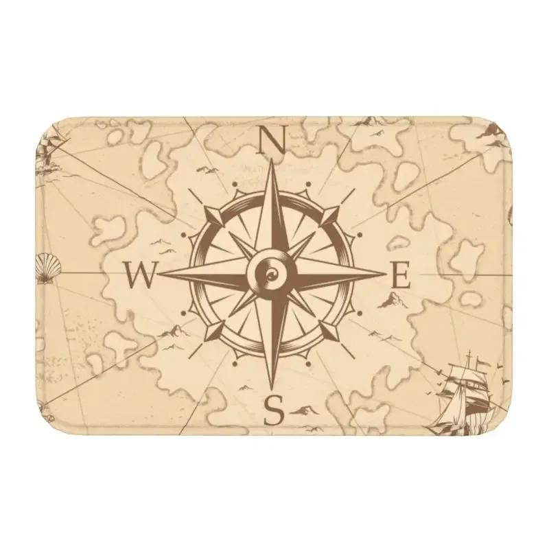 Námořní kompas Rohožka Kotva Kormidlo Tištěný Malý koberec Protiskluzový Vodu absorbující Rohožka do koupelny Kuchyně Domácí dekorace