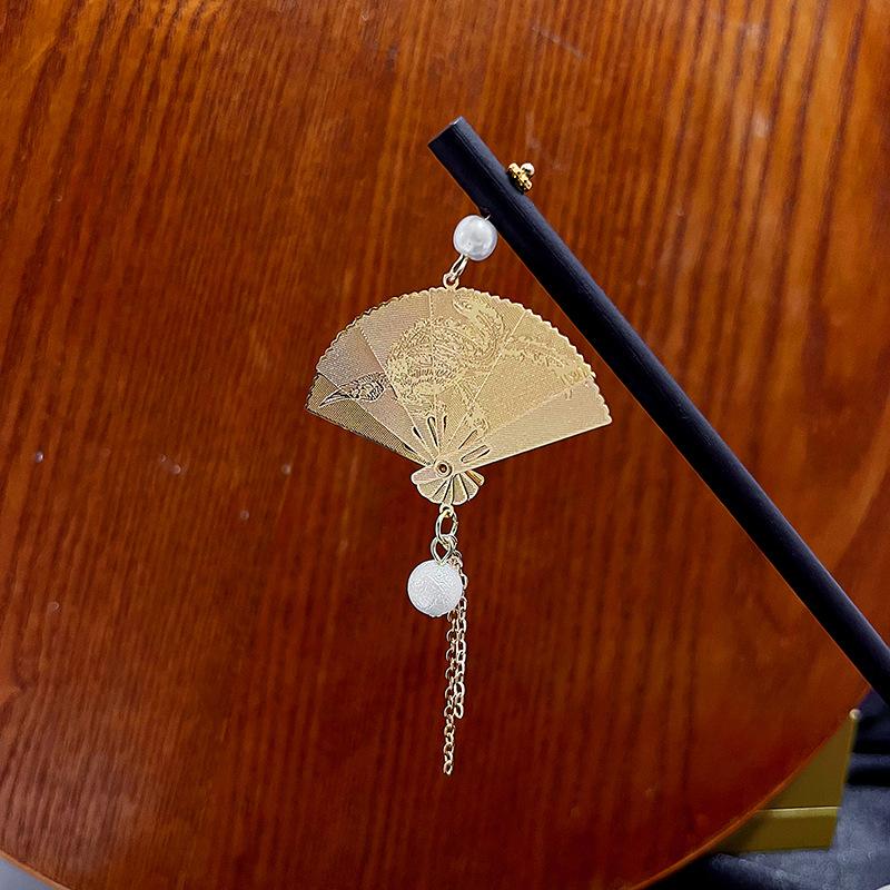 

Китайский стиль Шаг Рок Складной веер Кисточка Заколка для волос Ханфу Национальный тренд Прическа для пожилых Деревянная заколка для волос Ципао Головной убор