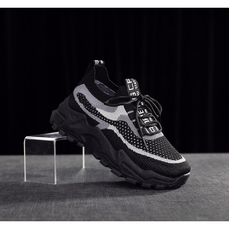 

New sports women s shoes lace-up fashionable breathable fly-woven women s shoes platform-soled lightweight dad shoes fashionable trendy shoes 36 чёрный