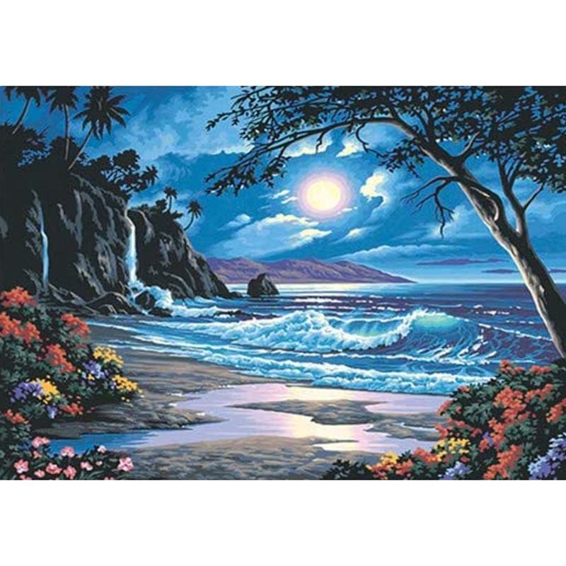 5D Diamond Painting Landscape Sunset Sea View Full Round Diamond Embroidery Cross Stitch Painting Mosaic Home Decor Gift
