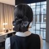 Comfortable Bowknot Knit Hair Net Vintage Elegant Cover Net Hair Clip Spring Clip Double Layer Ponytail Clip Nurse Profession
