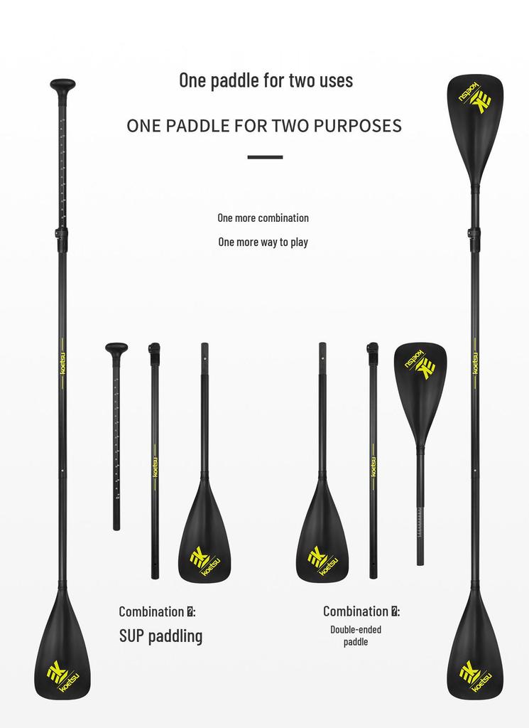 KOETSU Inflatable Paddleboard & Kayak Paddle, Carbon Pattern, Single/Double Head, Versatile Design