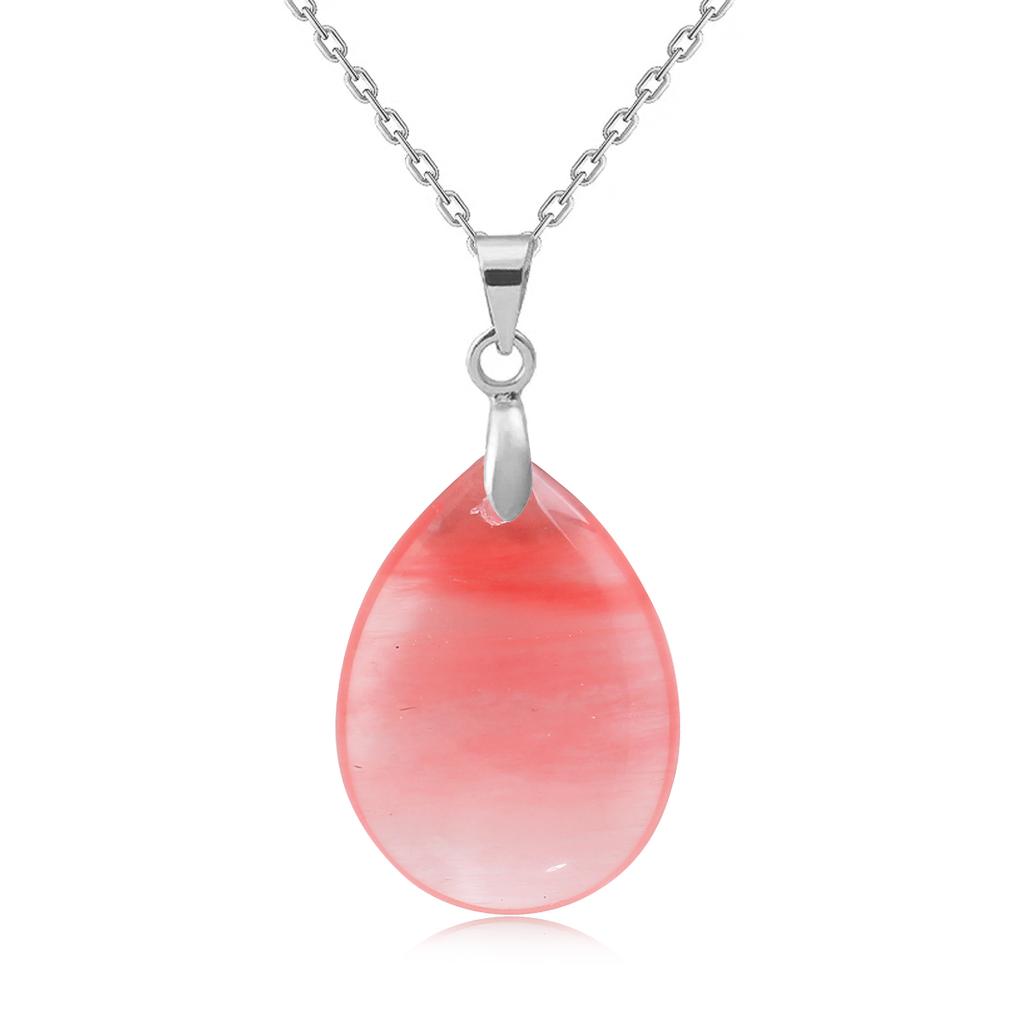 New Fashion Natural Stone Crystal Pendant Teardrop Simple Pendant Necklace Earrings Making Jewelry With Chain Collar