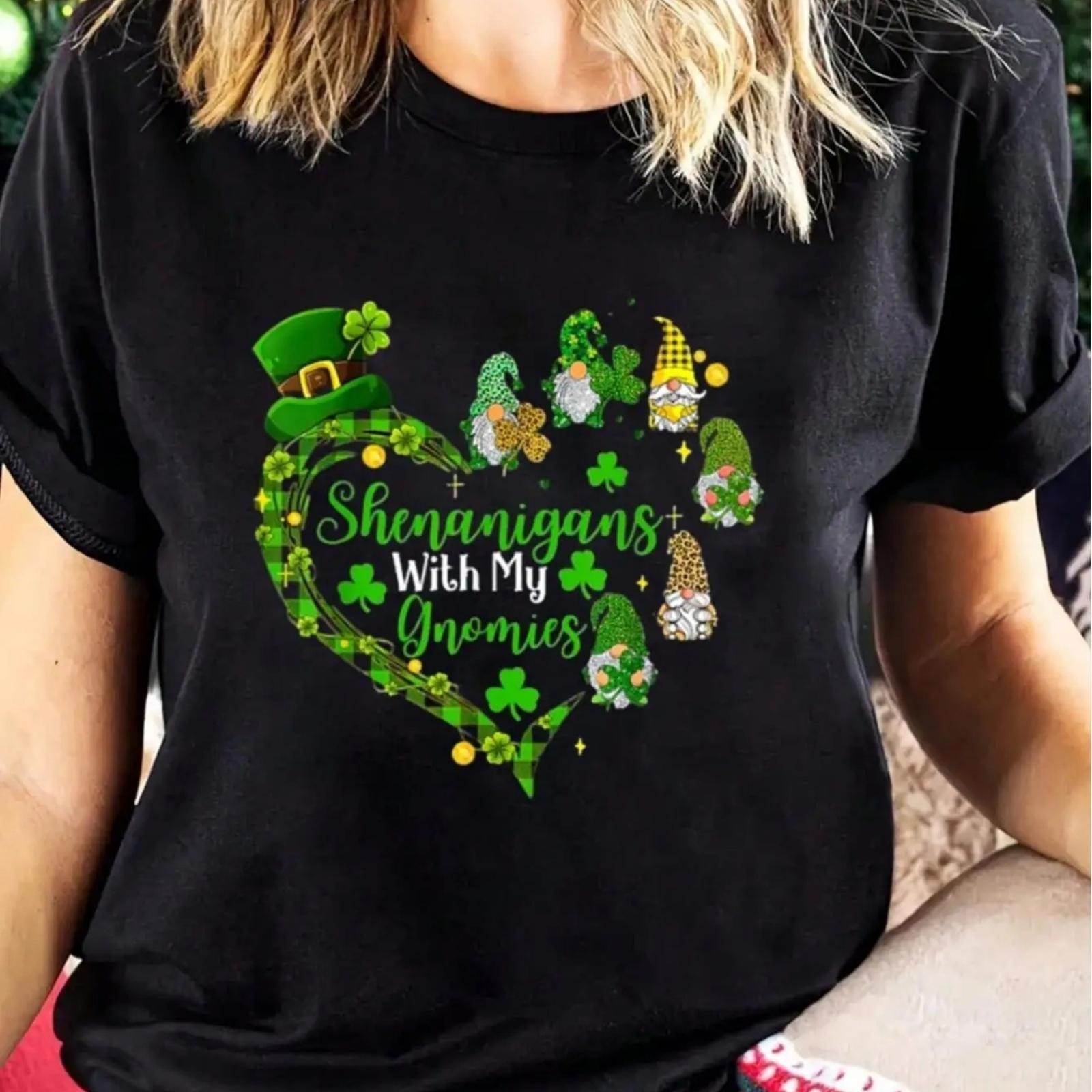 100% Хлопок Шалости с моими гномами День Святого Патрика Гномы Сердце Футболка S