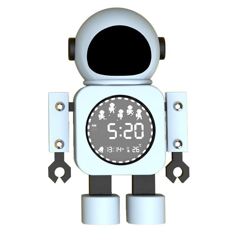 Digital Display Astronaut Metal Robot Luminous Intelligent Electronic Alarm Clock Student Children Bedside Mute Alarm Clock