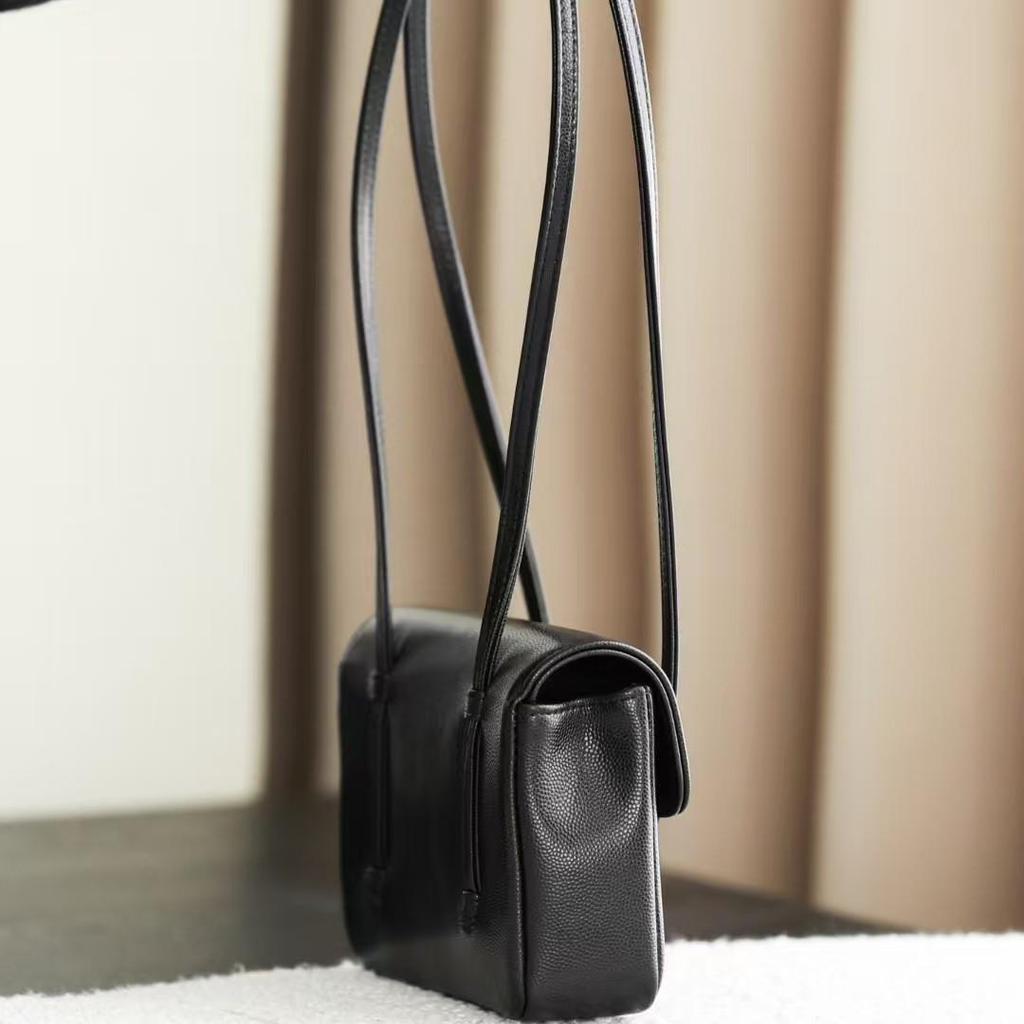 Classic French Lambskin Caviar Bead Quilted Chain Crossbody Bag