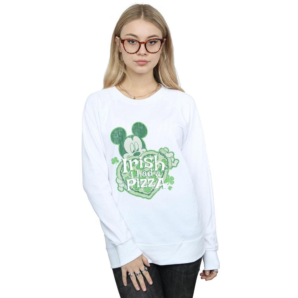 Disney Womens/Ladies Mickey Mouse Shamrock Pizza Sweatshirt