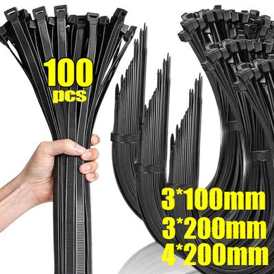 100 szt. hurtowych plastikowych nylonowych opasek kablowych samoblokujących pasków kablowych regulowanych kabli mocujących pętlę do domu i biura