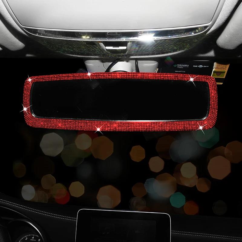 Shiny Diamond Crystal Car Interior Rearview Mirror Glitter Rhinestone Auto Rear View HD Mirror Bling Car Accessories for Women