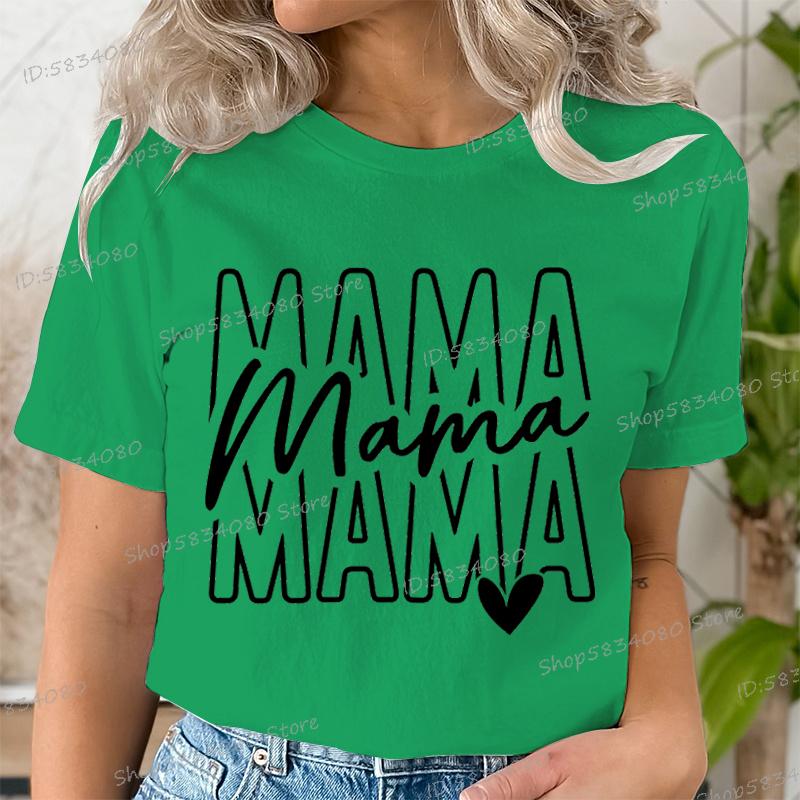 Mothers Day Mama Tshirts Stacked Mama for Ladies Tops Mom Life Short Sleeve Tshirt Crew Neck Gift for Mom Summer Tops Clothes