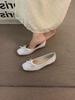 French premium sea blue small fragrant single shoes women's shoes 2025 spring evening breeze fairy with skirt low heel grandma shoes