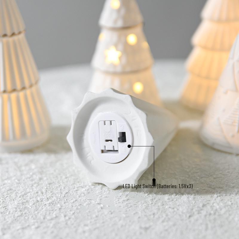 Nordic Style Ceramic Luminous Christmas Tree Ornament - Desktop Decoration Gift