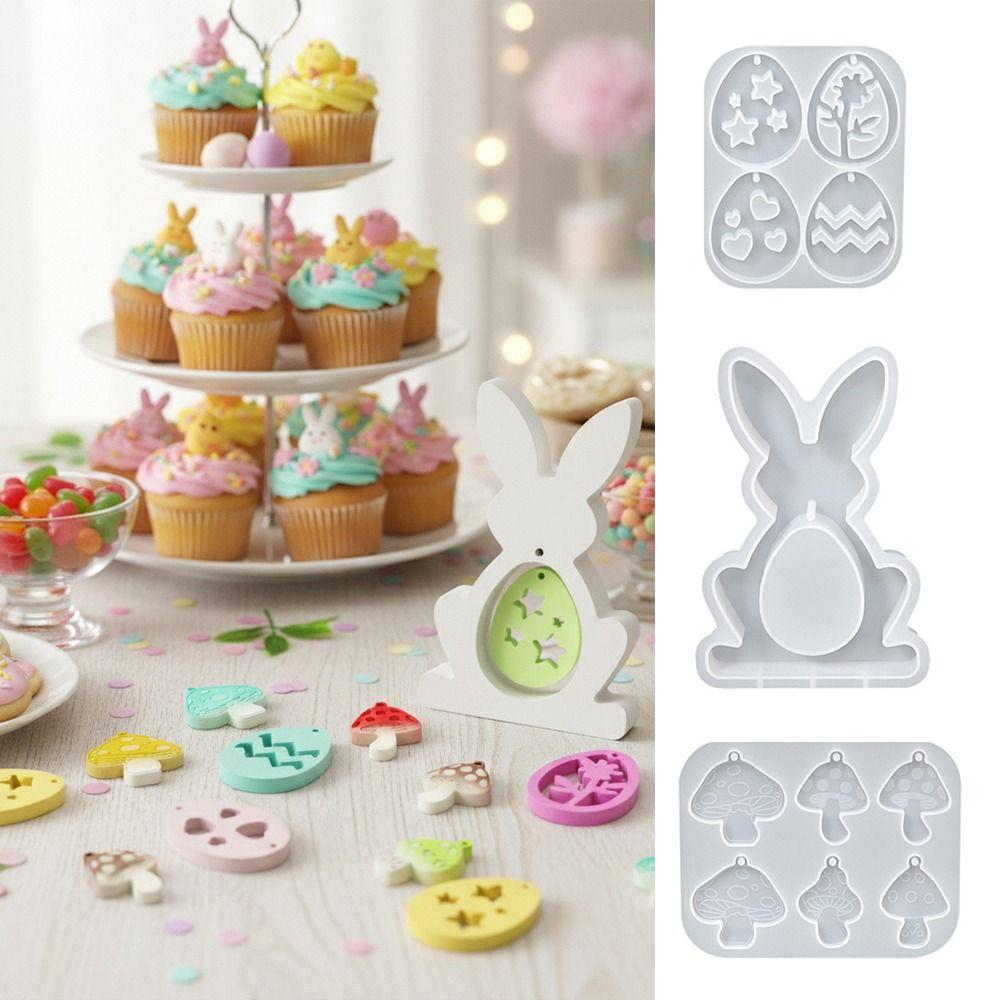 Easter Eggs Resin Casting Mould Rabbit Mushroom Pendant Making Mold Pendnat Making