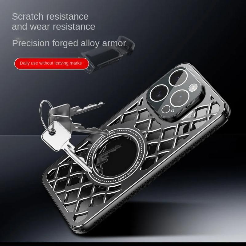 For Magsafe Aluminum Alloy Heat Dissipation Shockproof Case For iPhone 16Pro Max 16 15 14 13 12 Pro Back Plate Magnetic Wireless Charging Cover