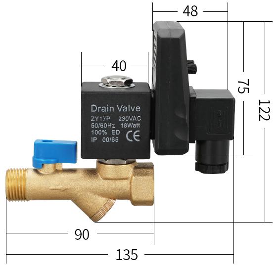 220VAC 24VDC Brass Valve with Automatic Switch of Electronic Drain Valve for Air Compressor