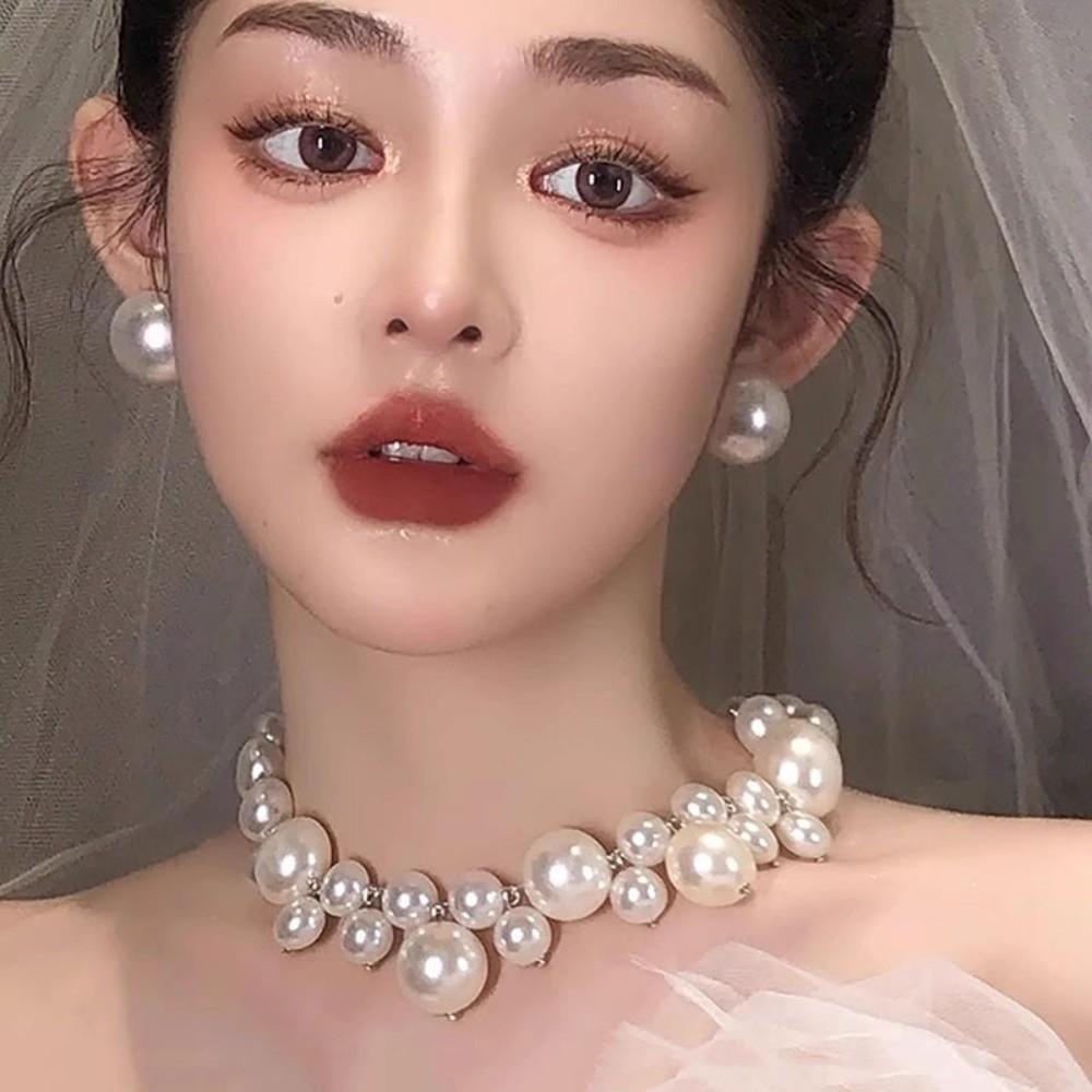Retro Collarbone Chain Imitation Pearl Neckchain New Pearl Necklace For Bridal