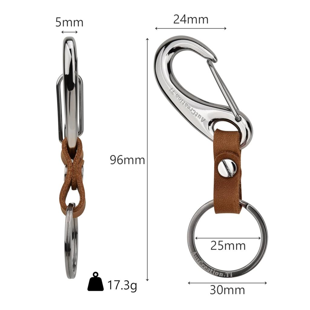 Titanium Carabiner Key Silver [AutCreation] Keychain, Ring, Lightweight, (Silver)