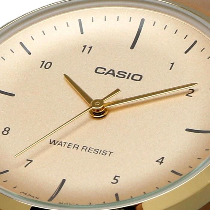 Casio LTP-VT03GL-4B Women's Analog Quartz Watch, Pale Orange Metallic & Beige Leather Band