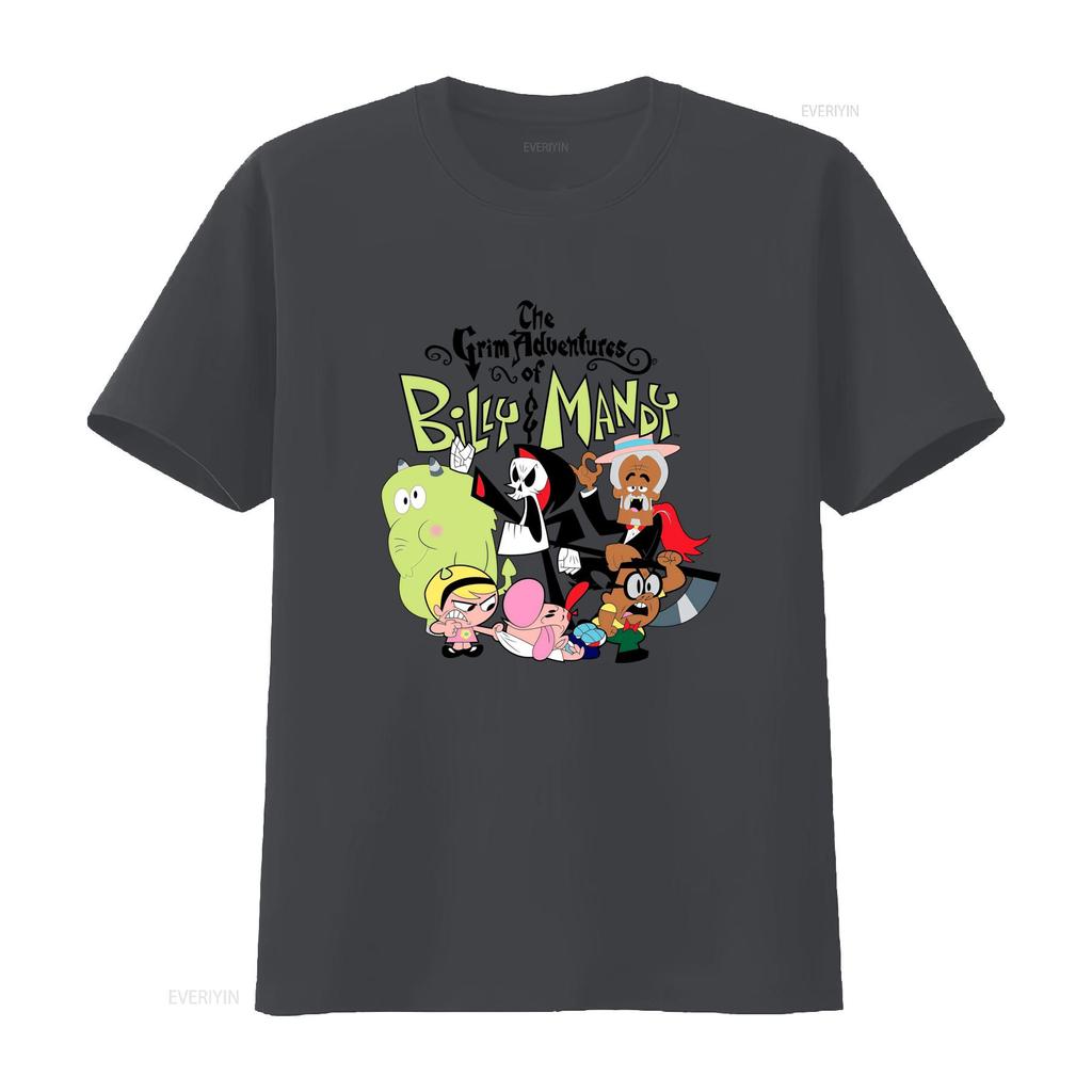 The Grim Adventures of Billy Mandy Cartoon Characters Print T Shirt for S 5XL vintage Washed Versatile Breathable Unisex
