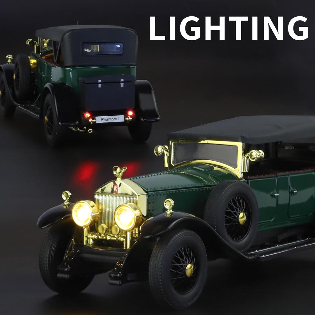 1:24 Rolls Royce Phantom I 1925 Luxury Car Alloy Metal Diecast Model Car Sound And Light Home Decoration Ornaments Classic Retro