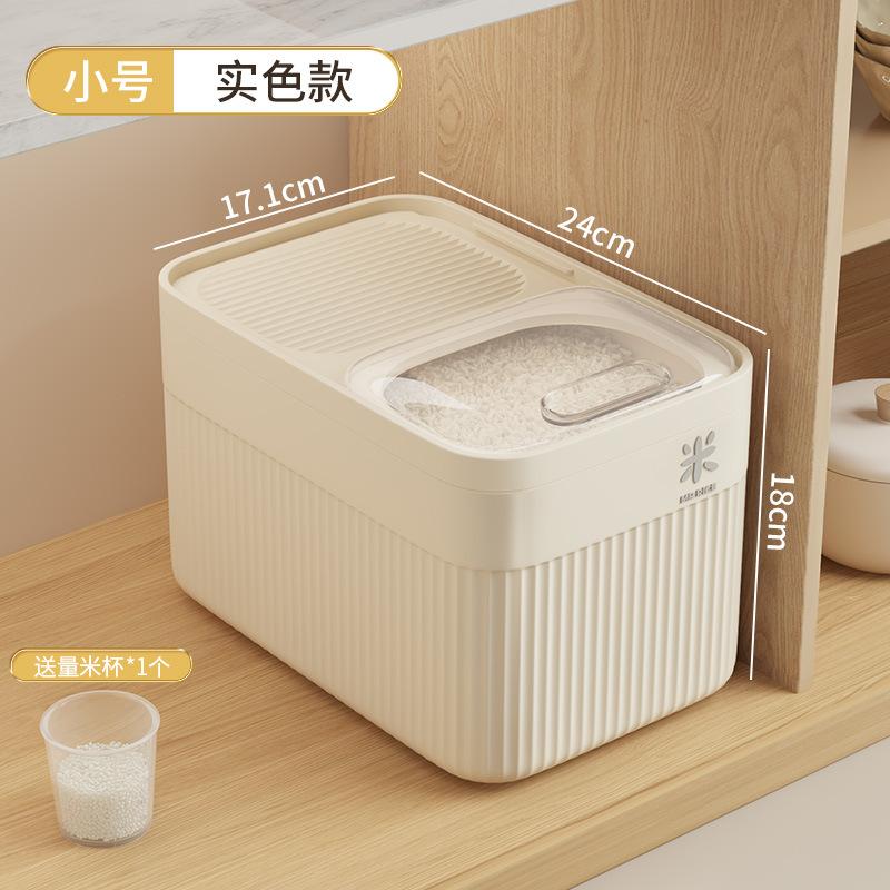 Rice Bucket with Measuring Cup Transparent Cover Food Grade Plastic Sealed Pet Food Storage Container