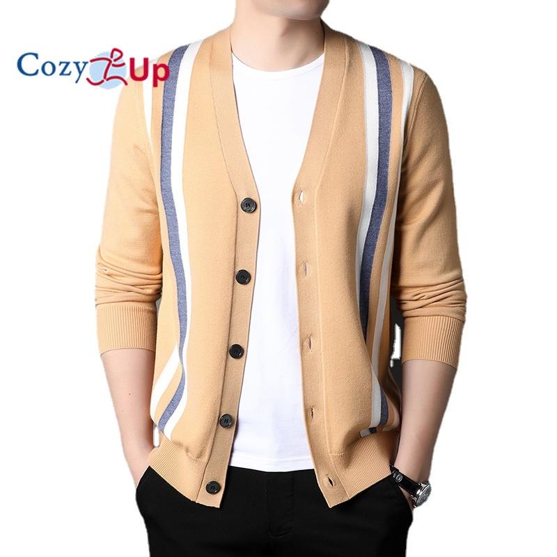 

Уютный вязаный мужской кардиган в полоску, свитер, повседневное модное пальто, куртка