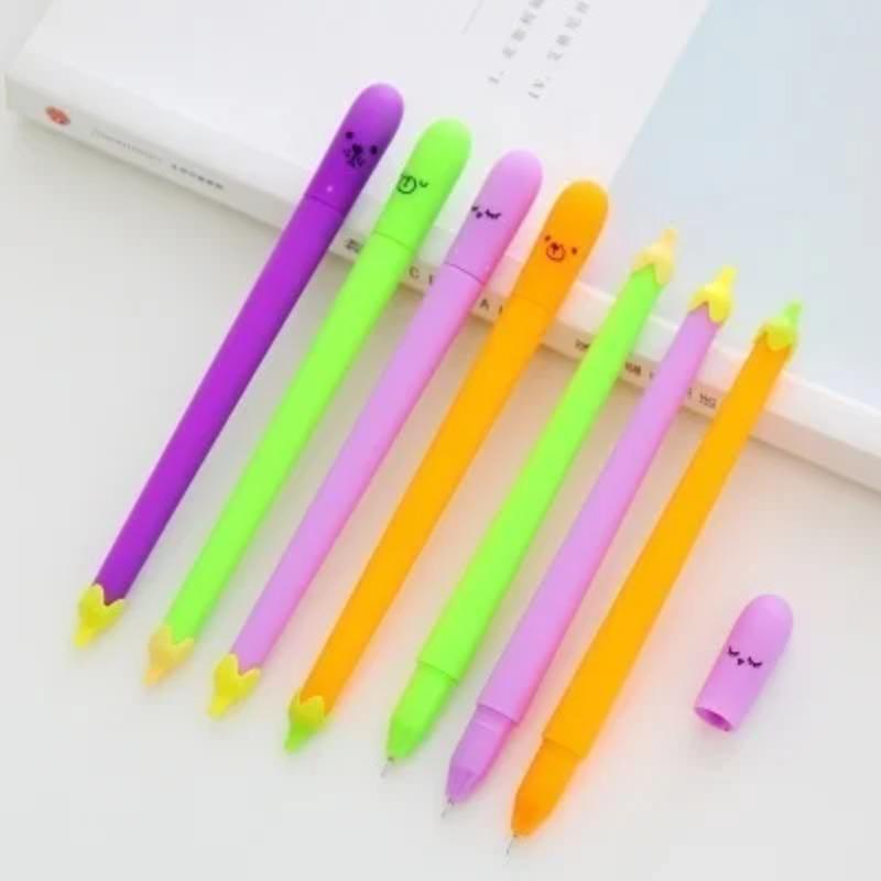 3pcs 0.38 Cute Vegetable Eggplant Stationery Pen Set Cute Gel Pen