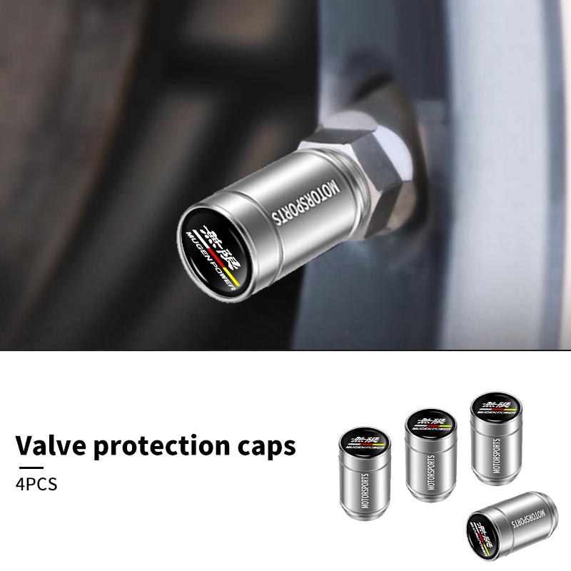 

4Pcs Car Tire Valve Stems Cap Aluminum Tyre Wheel Stem Air Valve Cover Airdust For Honda Mugen Power Civic 5D Accord 8 CRV Hrv F