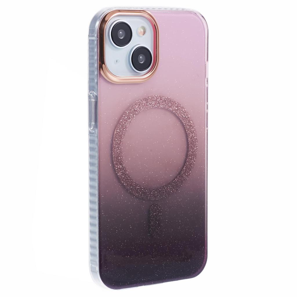 For iPhone 13 6.1 inch Case Glitter Gradient Big Rear Lens Hole Cover Compatible with MagSafe