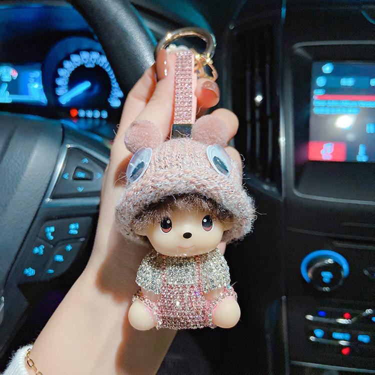 Cute Sparkly And Diamondstudded Keychain Doll For Car Keys Unique Gift Pendant