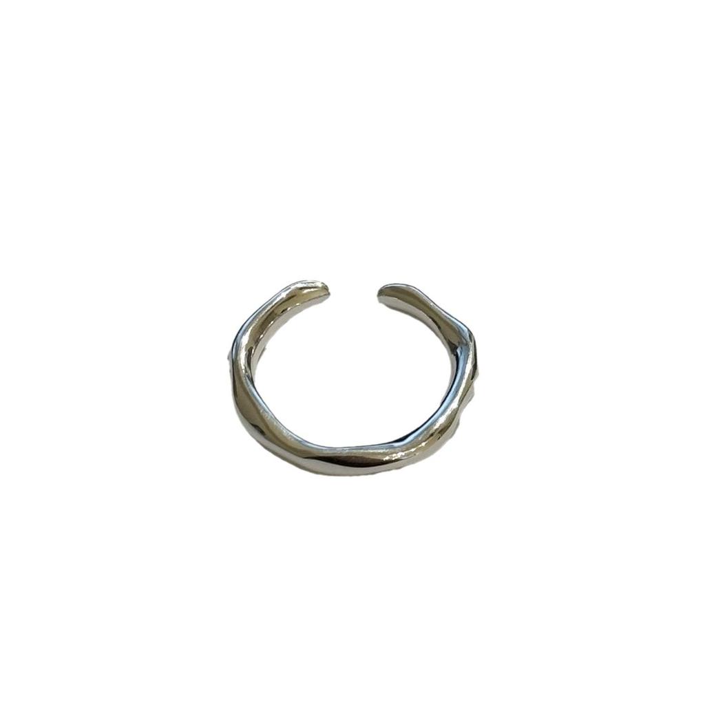 Su Chuang S925 Sterling Silver Irregular Band Ring, Unisex Niche Design, Cool Style Index Finger Ring.