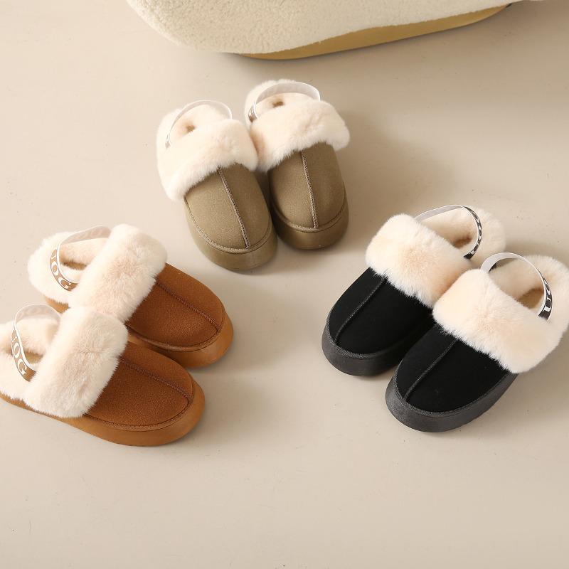 Elastic Autumn and Winter Snow Boots Two Wear Women's Platform Slippers Plush Warm Outside Wear Plush Internet Celebrity Fluffy Sandals