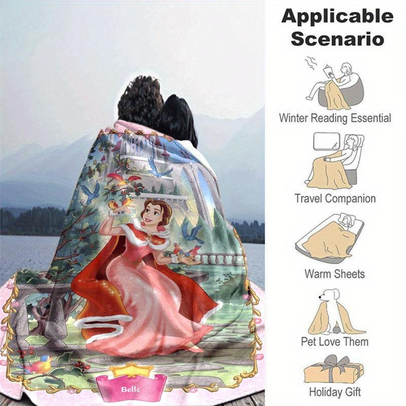 1pc Princess Printing Blanket - Soft, All-Season Throw for Office Blanket,Personalized Gift with Adorable Cartoon Design