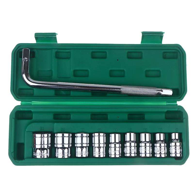 10Pcs/Set 1/2-inch Drive Socket Wrench Set Quick Released Hex Ratchet Handle With Bent Rod Mechanic Tool Kit