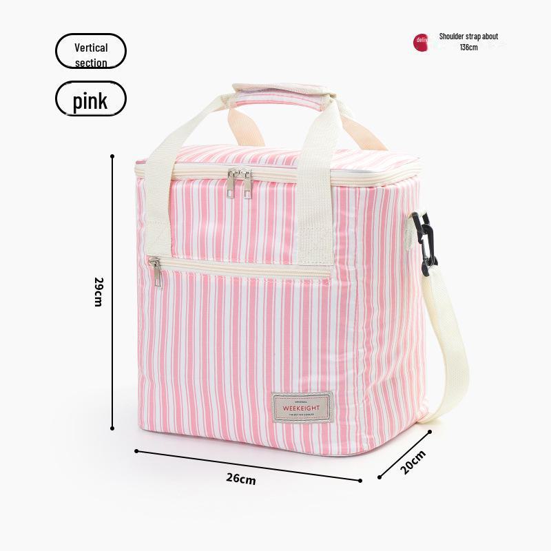 Полосатая портативная вместительная термосумка для пикника и холодильник