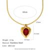 Stainless Steel Ruby Love Bead Chain Necklace, Waterproof, Gold Pendants, Gift for Women