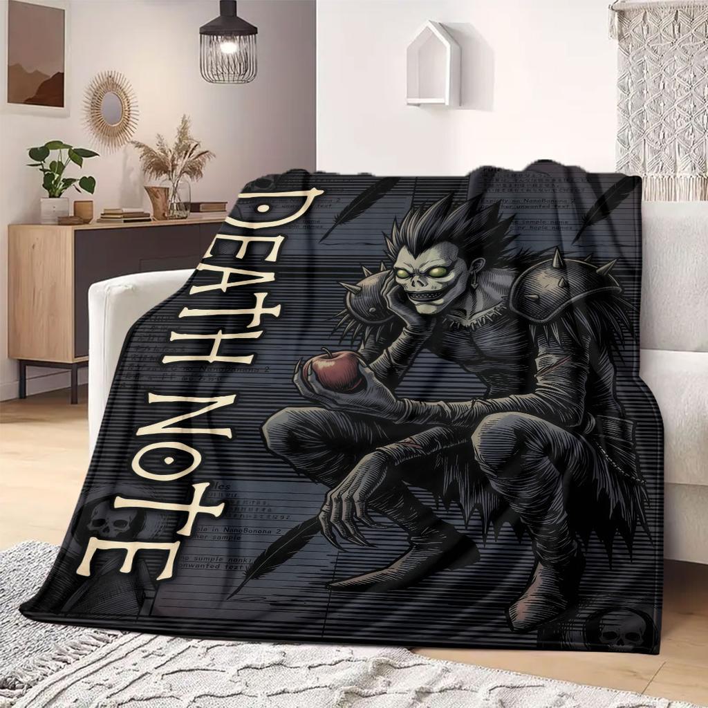 Death Note Prime Print Flannel Blanket, Cartoon Design for Sofa and Bed, Cozy Home Decor, Travel Outdoor Throw_LIAN