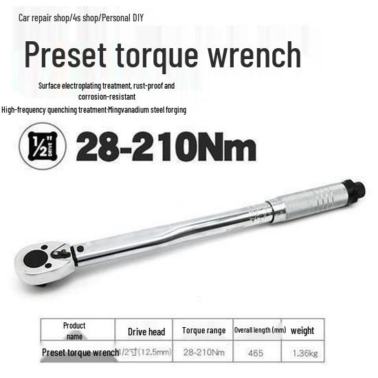 Adjustable Ratchet Torque Wrench for Auto Repair: Preset Tire & Spark Plug Socket Tool