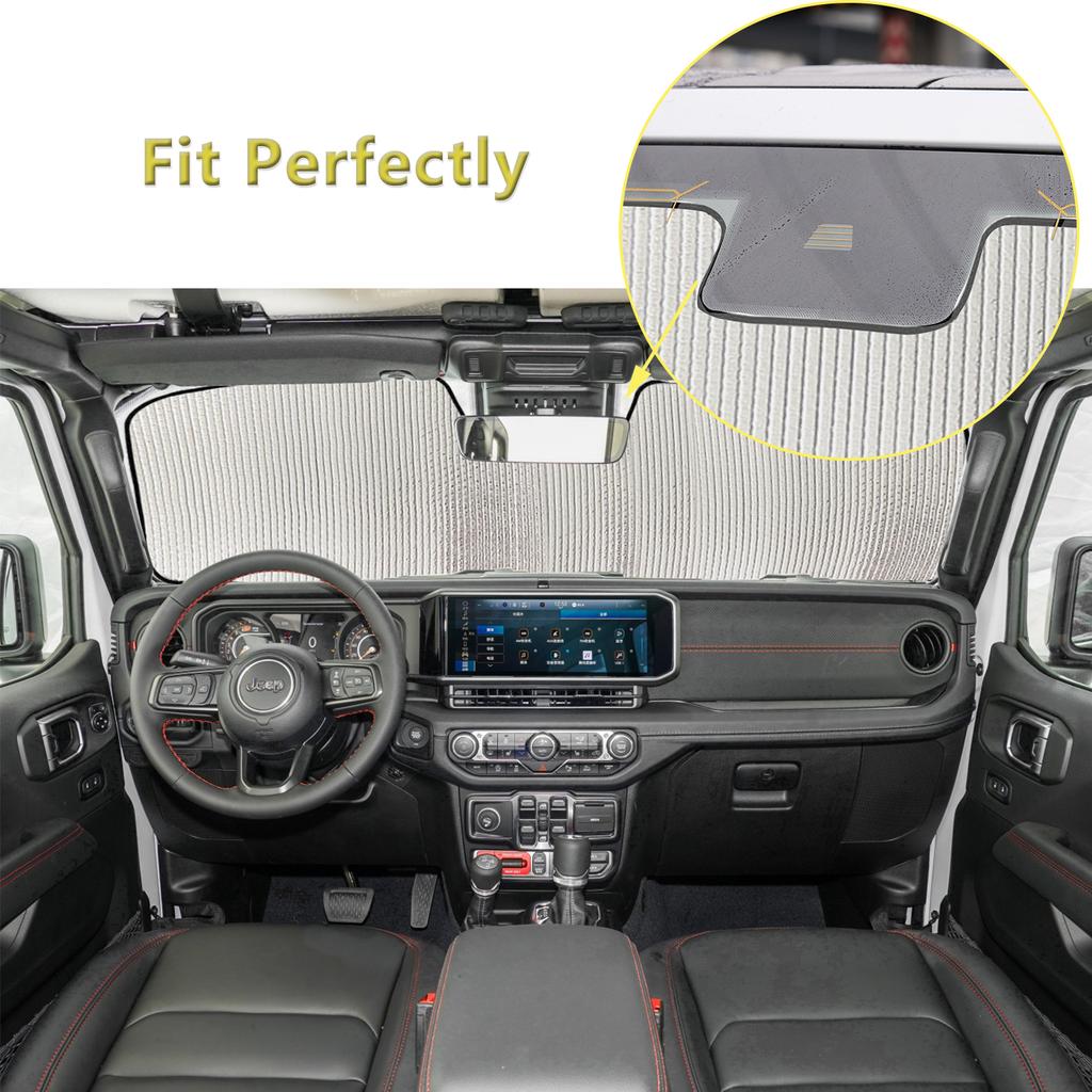 Windshield Sunshade Window Mesh Cover Insect Net for Jeep Wrangler JL Gladiator JT 2025-2026 Interior Protection Accessories