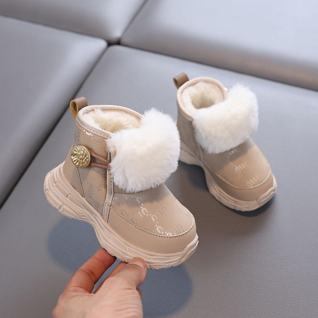Waterproof and Warm Boots for Girls and Boys, Winter Children's Fashionable Fleece Cotton Boots