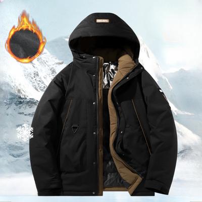 Chaqueta de plumón para hombre, de invierno, de pato blanco, con capucha, ropa de abrigo informal
