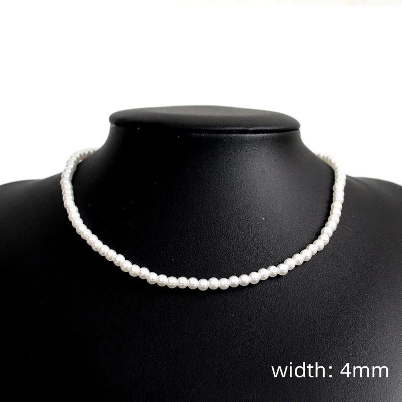 1pc Trendy Imitation Pearl Necklace Men Temperament Simple Handmade Strand Bead Necklace For Women Jewelry Gift Pearl Necklace