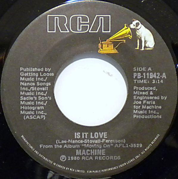 7palcová deska MACHINE - Is It Love PB11942 RCA Victor 1980 Kanada Soul/Funk Použitá