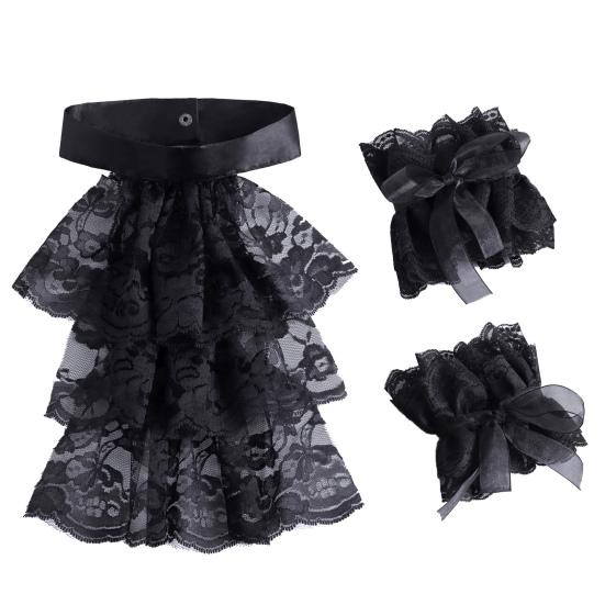 Neck Scarf with Lace Embroidery Retro Style Multi Layer Design Palace Collar Winter Outdoor Cycling Versatile Fashion Accessory