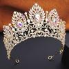Royal Queen Red Green Crown Big Diadem Bride Tiara Crowns for Women Bridal Wedding Party Crown Hair Dress Jewelry Accessori