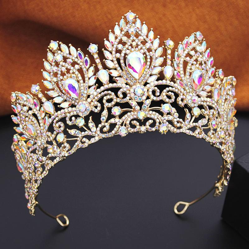 Royal Queen Red Green Crown Big Diadem Bride Tiara Crowns for Women Bridal Wedding Party Crown Hair Dress Jewelry Accessori