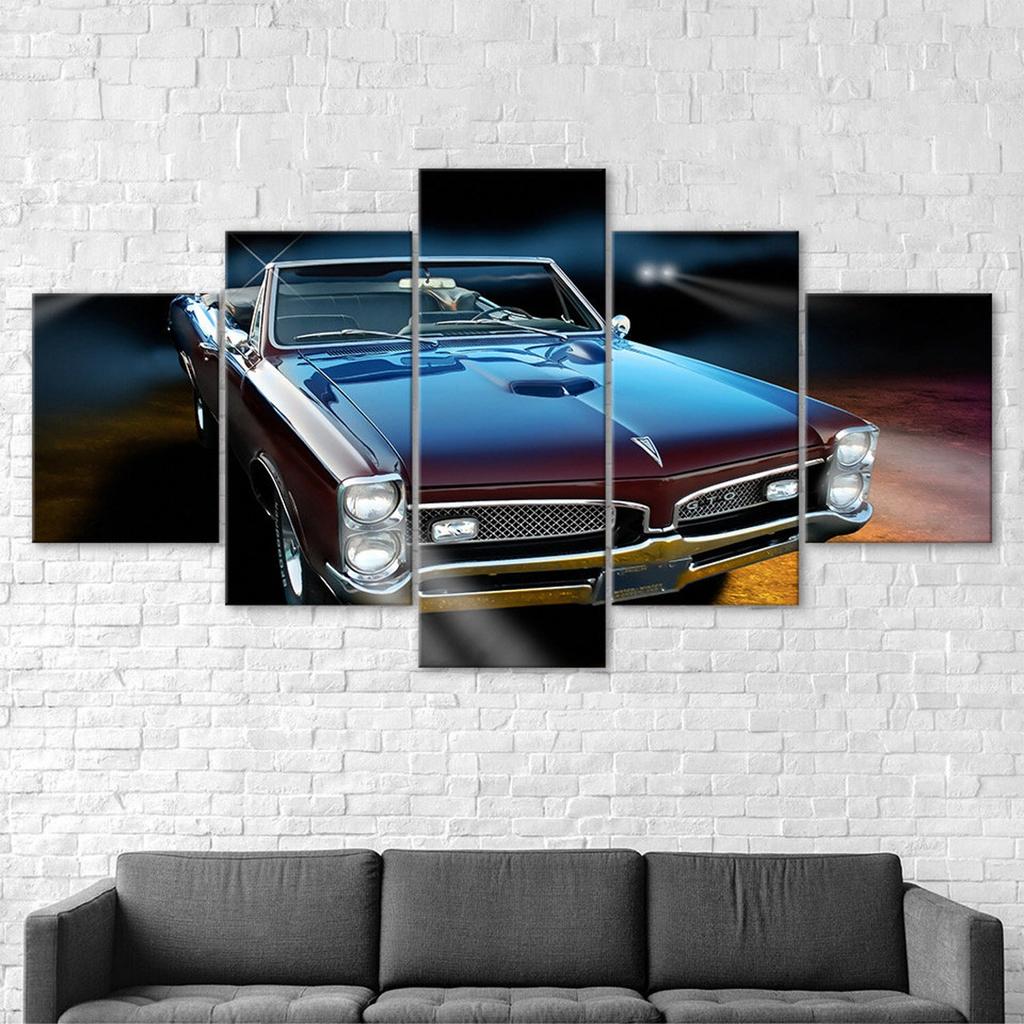 Pontiac GTO 1967 Luxury Car Canvas 5 Piece Five Panel Print Modern Wall Art Poster Picture Home Decor Gift For Him For Her