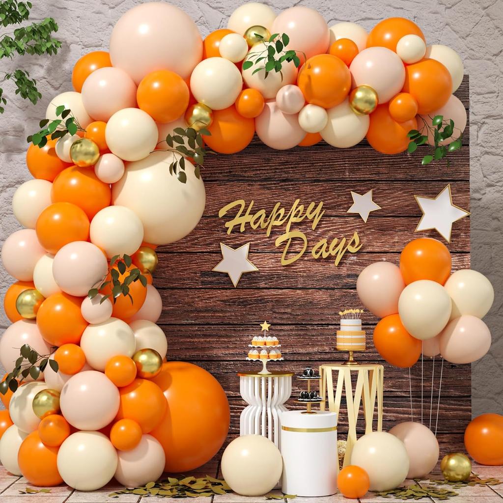 122PCS Orange and Yellow and Latex Balloon Set Suitable for Birthday Parties, Weddings, Valentine's Day Party Decoration