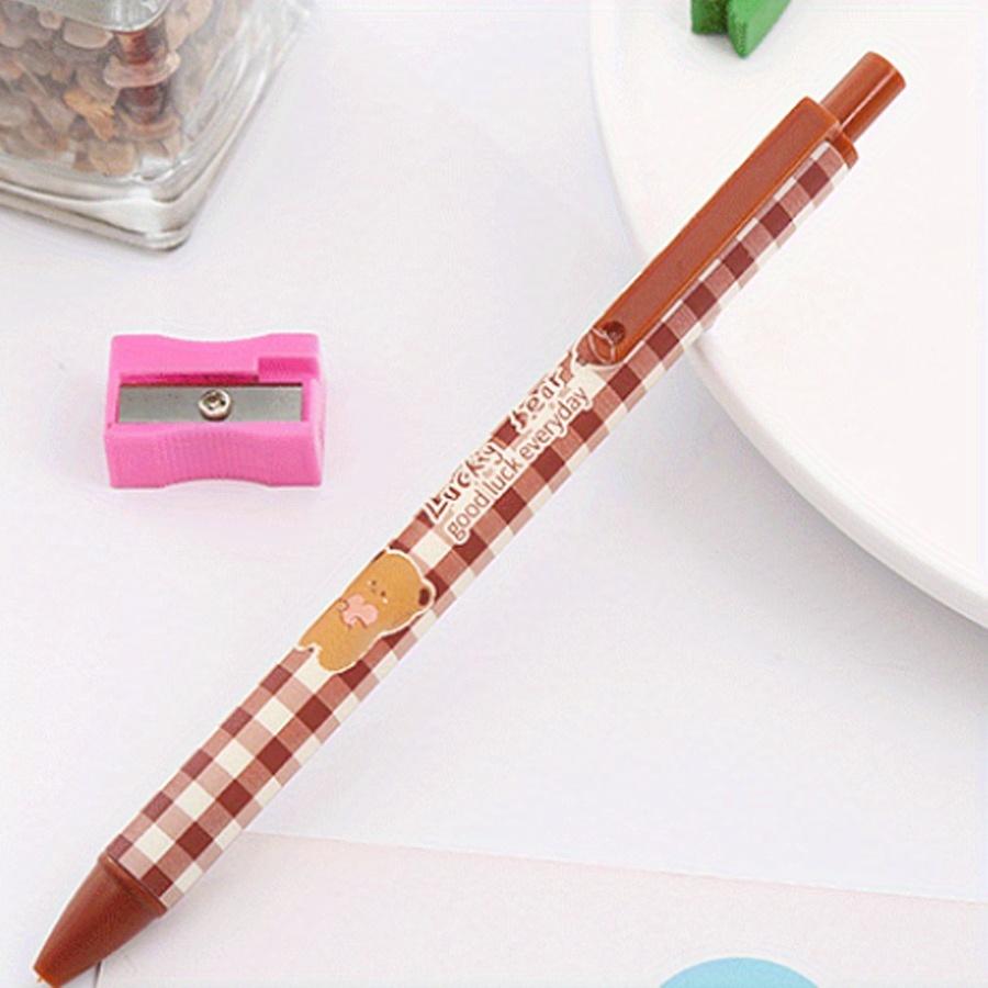 Back To School Season 20pcs 0.5mm Cartoon Creative Gulu Bear Pattern Retractable Neutral Pen, Quick Drying School Stationery Prizes for Rewarding